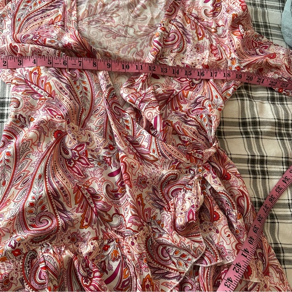 Melissa Odabash Pink Paisley Floral Motif Print Viscose Tabitha WrapDress NWOT L - Picture 15 of 16